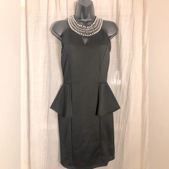 Papaya | Dresses | Black Short Dress With Pearls | Poshmark